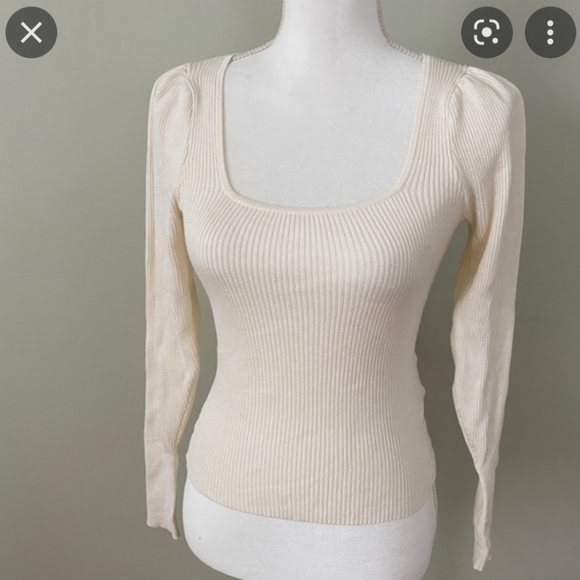 Abercrombie & Fitch Square Neck Puff Sleeve Sweater - Picture 3 of 3